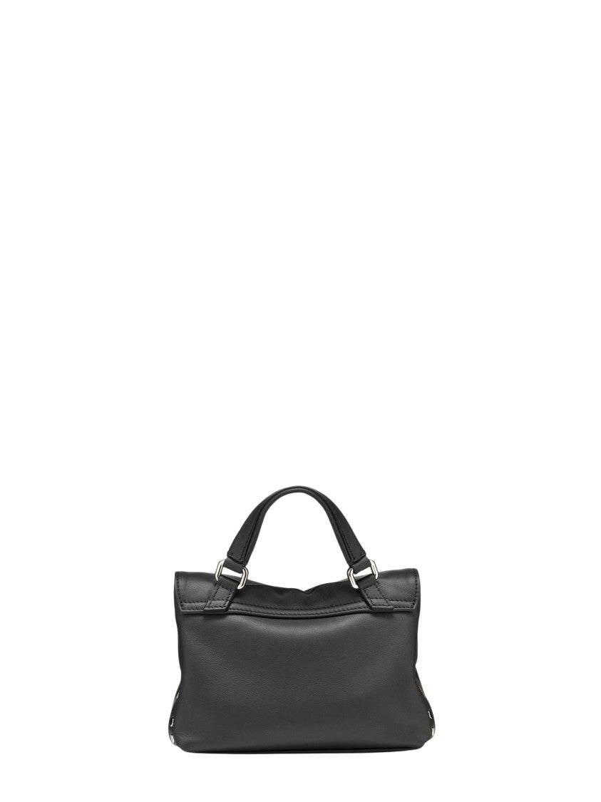 Zanellato Black Structured Silver-Tone Hardware Studded Handbag