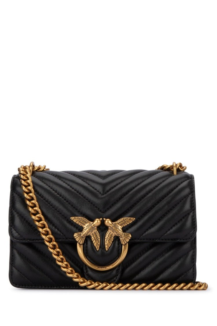 Pinko Quilted Black Bag With Chevron Pattern
