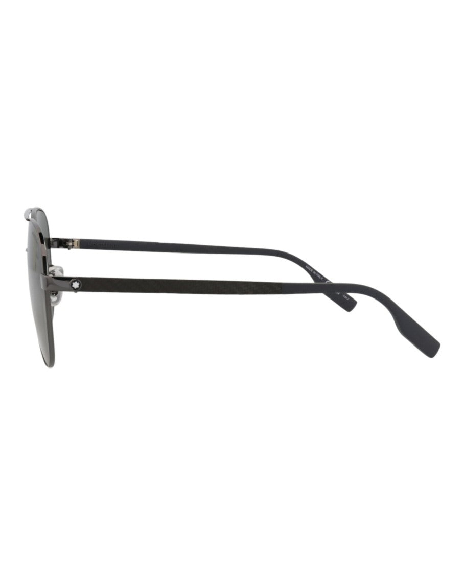 Montblanc Aviator-Frame Metal Sunglasses With Rubber Temple Tips