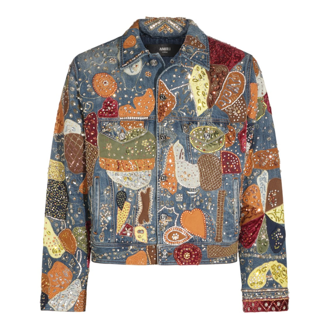 Amiri Patchwork Embellished Denim Jacket