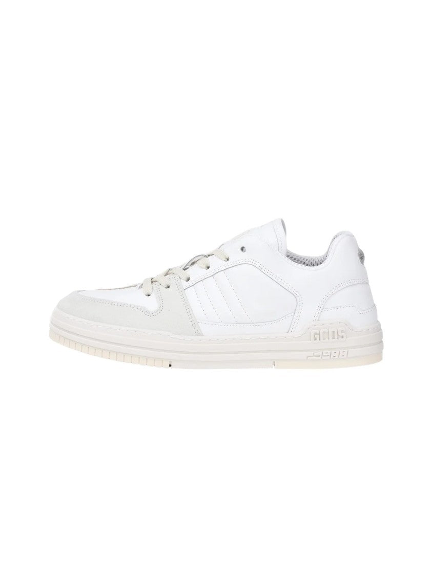 Gcds White Leather Minimalist Sneakers
