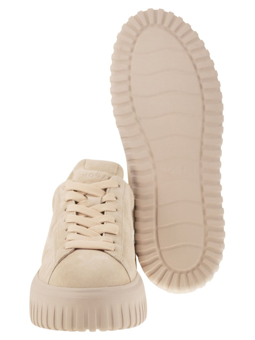 Hogan Suede H-Stripes Sneakers With Memory Foam Cushioning