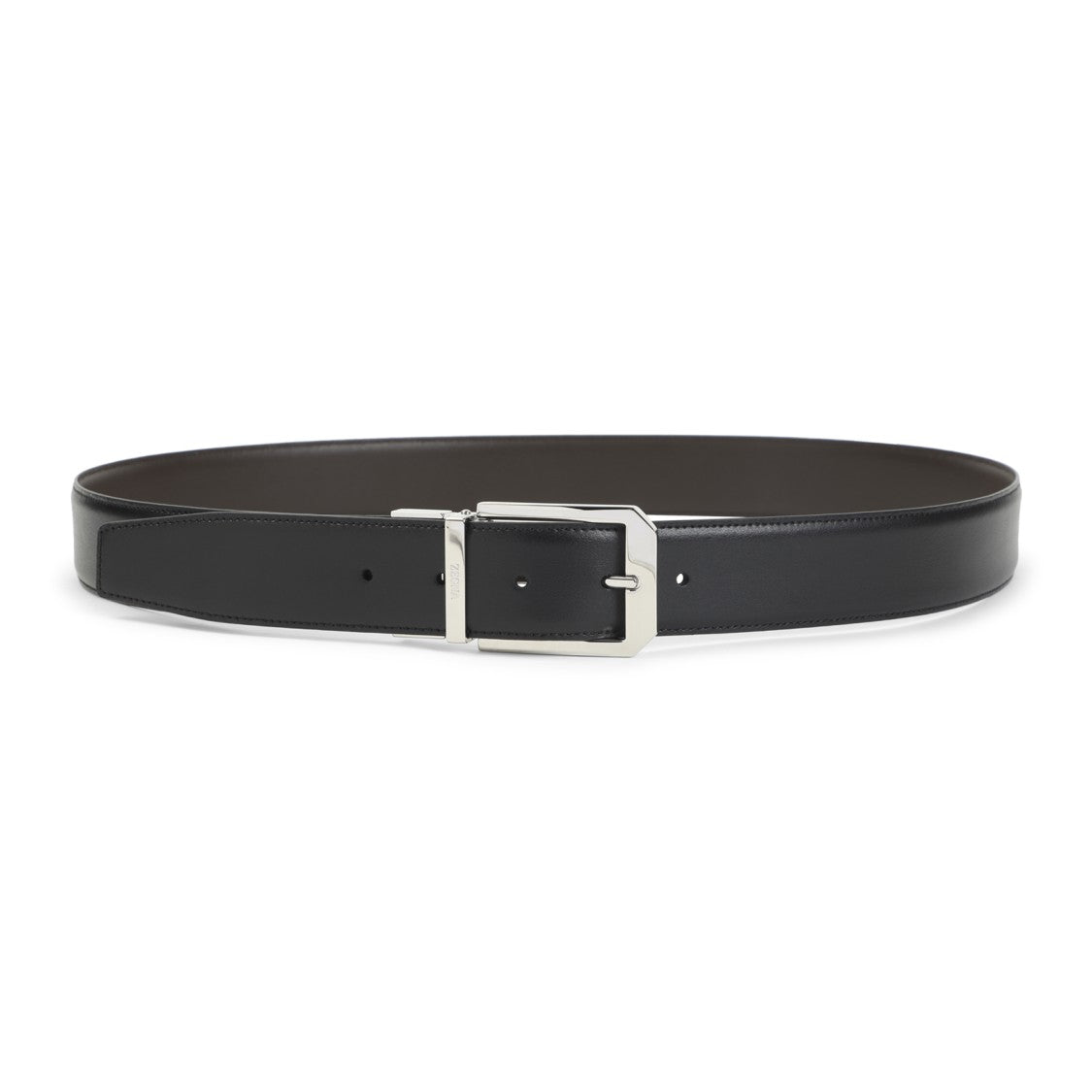 Zegna Reversible Leather Belt With Polished Buckle