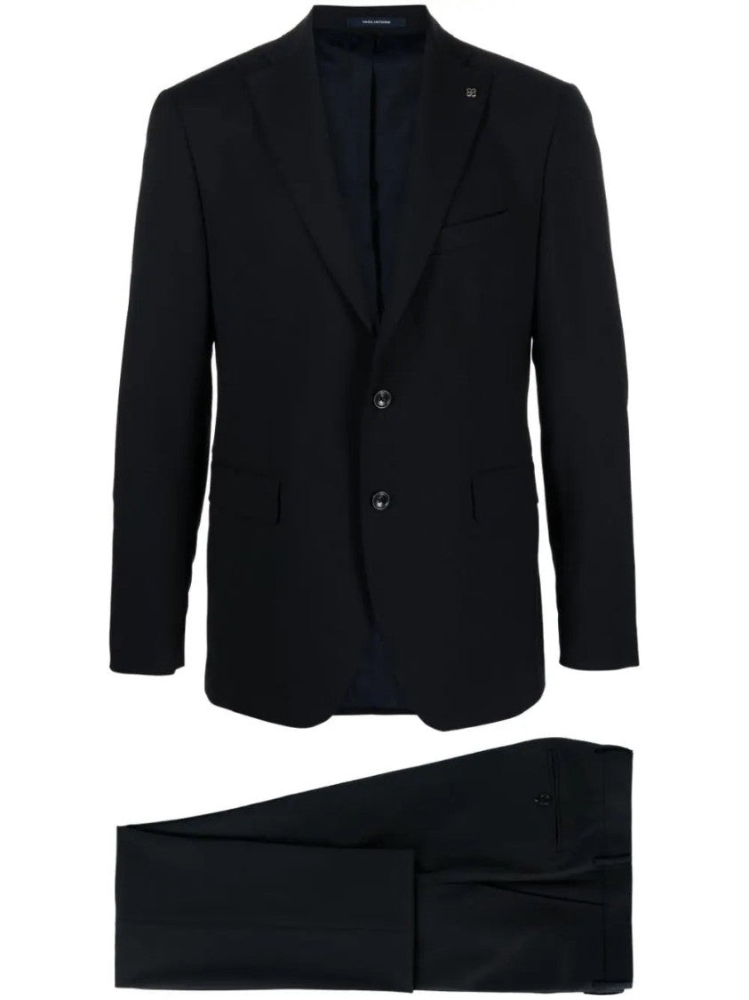 Tagliatore Tailored Blue Wool Suit With Notch Lapels