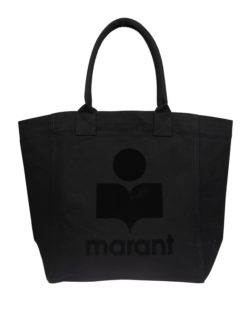 Isabel Marant Étoile Spacious Black Cotton Tote Bag With Embossed Logo
