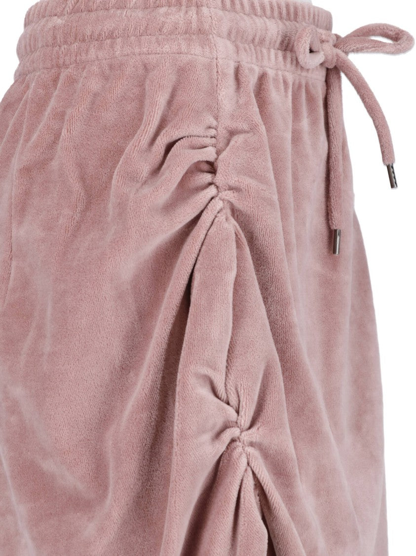 Vivienne Westwood Pink Ruched Drawstring Velvety Skirt
