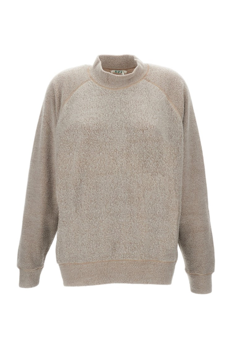 Epl Textured Crew Neck Jumper With Raglan Sleeves And Reinforced Seams
