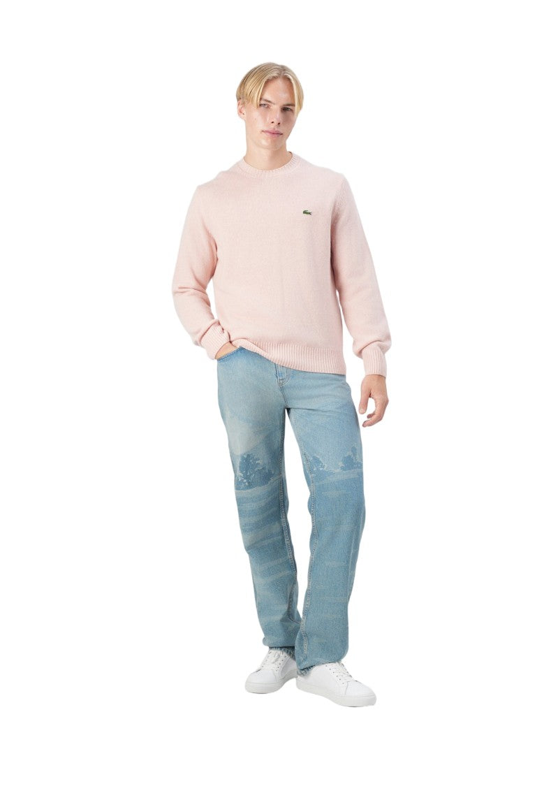 Lacoste Soft Wool Crewneck Sweater With Ribbed Details