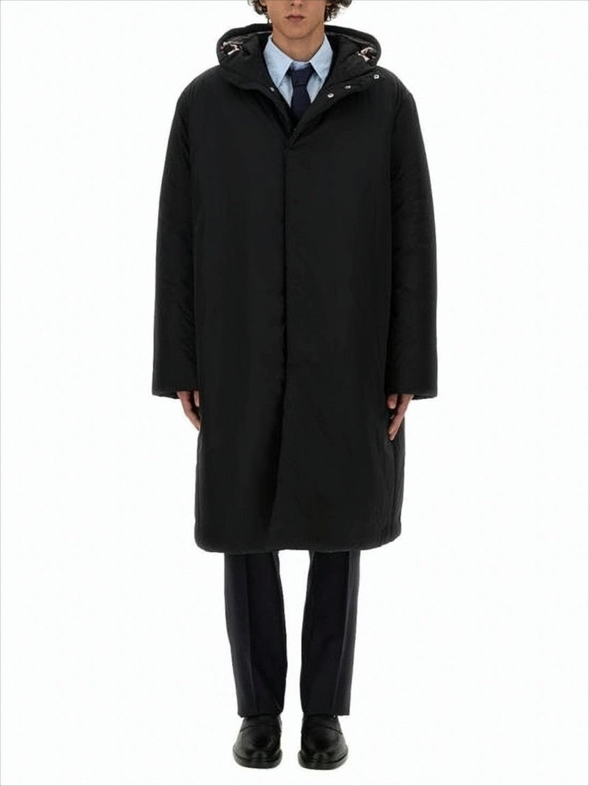 Thom Browne Long Padded Coat With High Collar And Hood