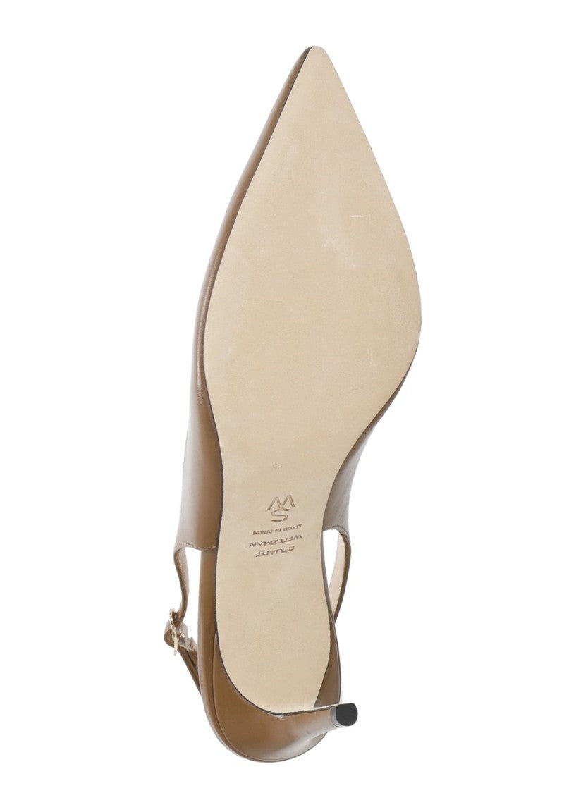 Stuart Weitzman Brown Power 75 Ankle Strap Slingback Pumps