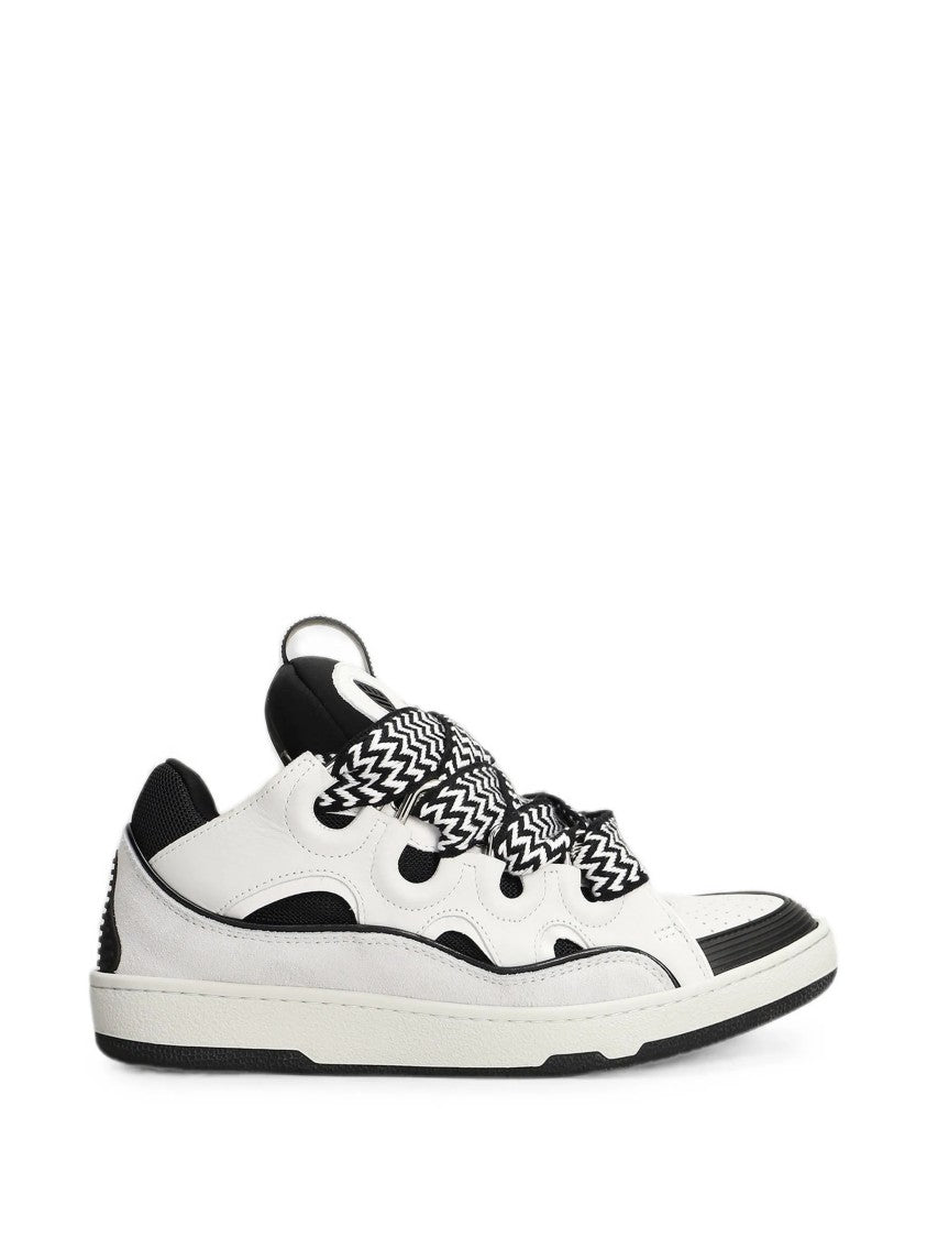 Lanvin Bicolor Low-Top Sneakers With Zigzag Laces