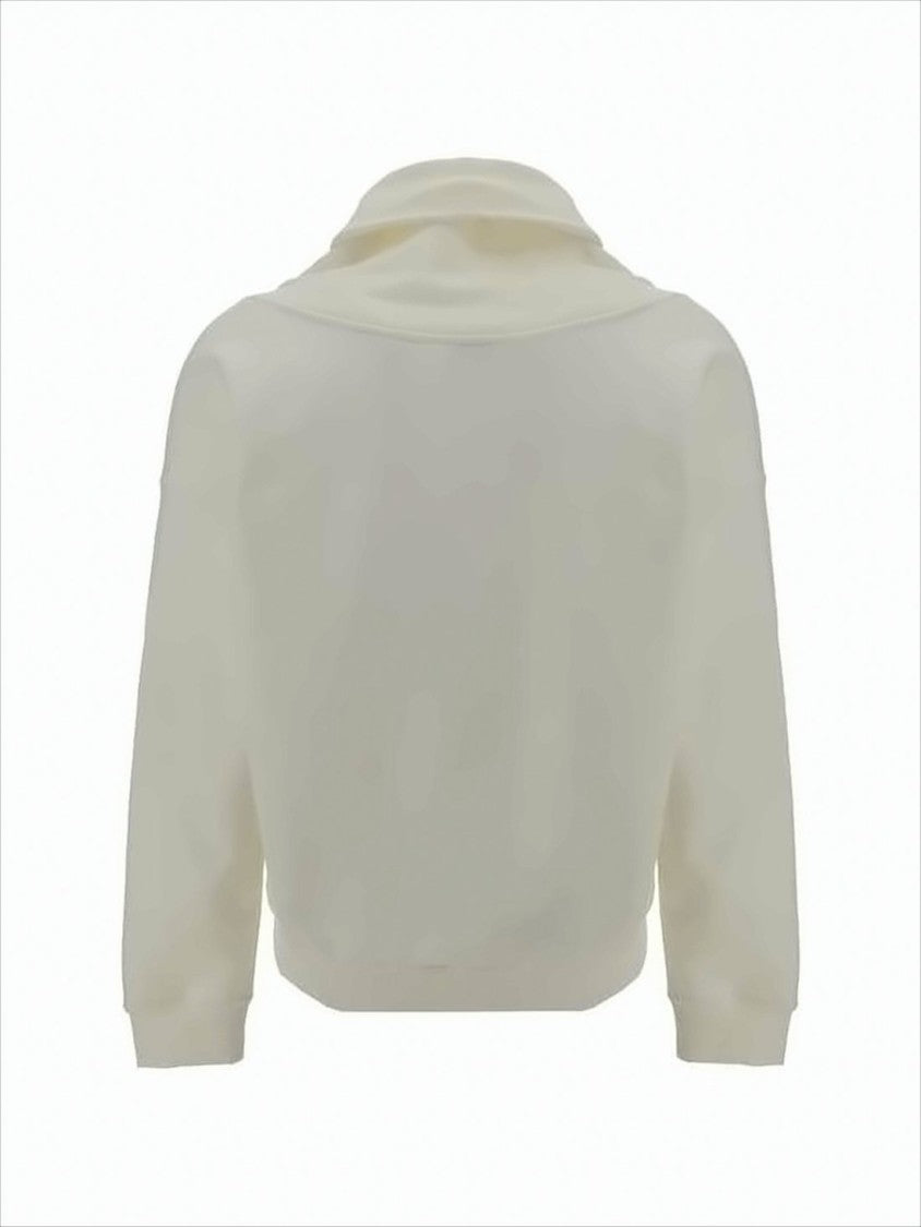 Saint Laurent Cropped Hoodie With Crossover Collar And Ribbed Detailing