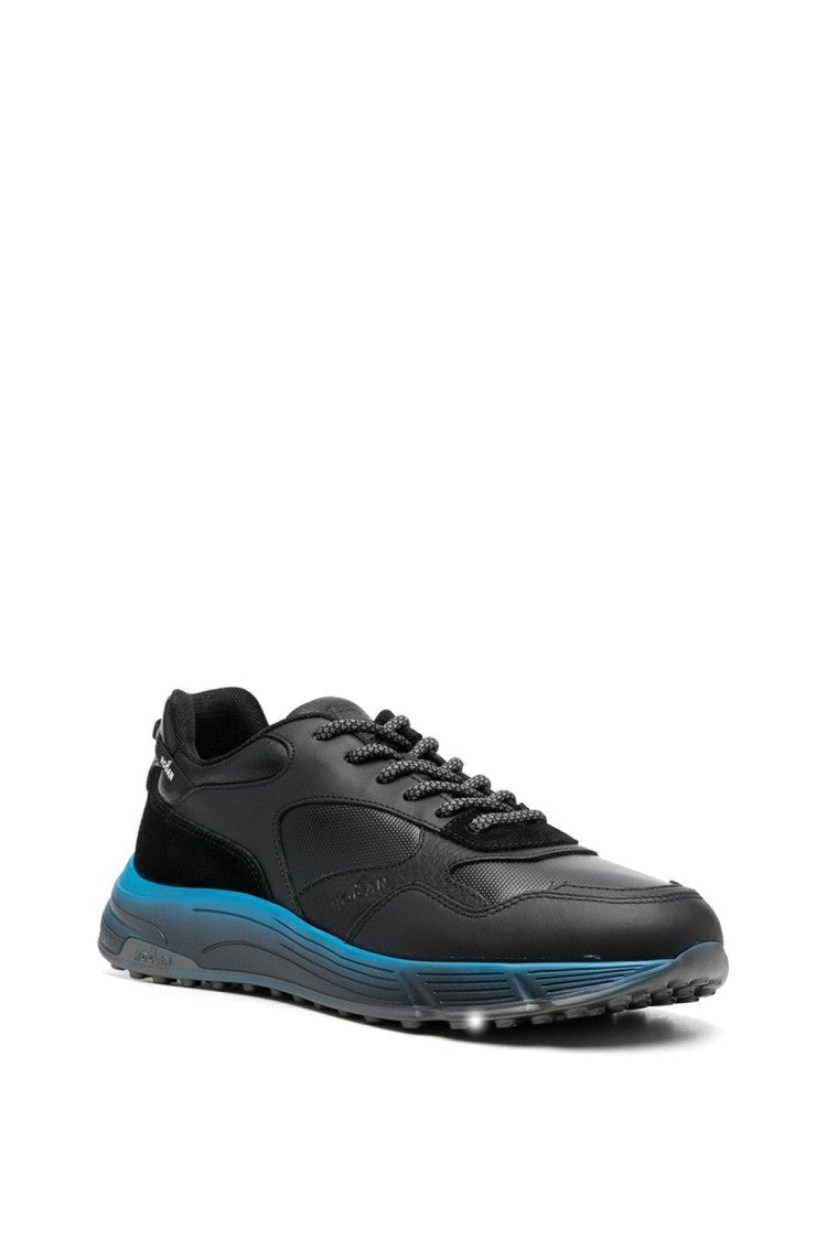 Hogan Black Hyperlight Contrast Midsole Leather-Blend Sneakers