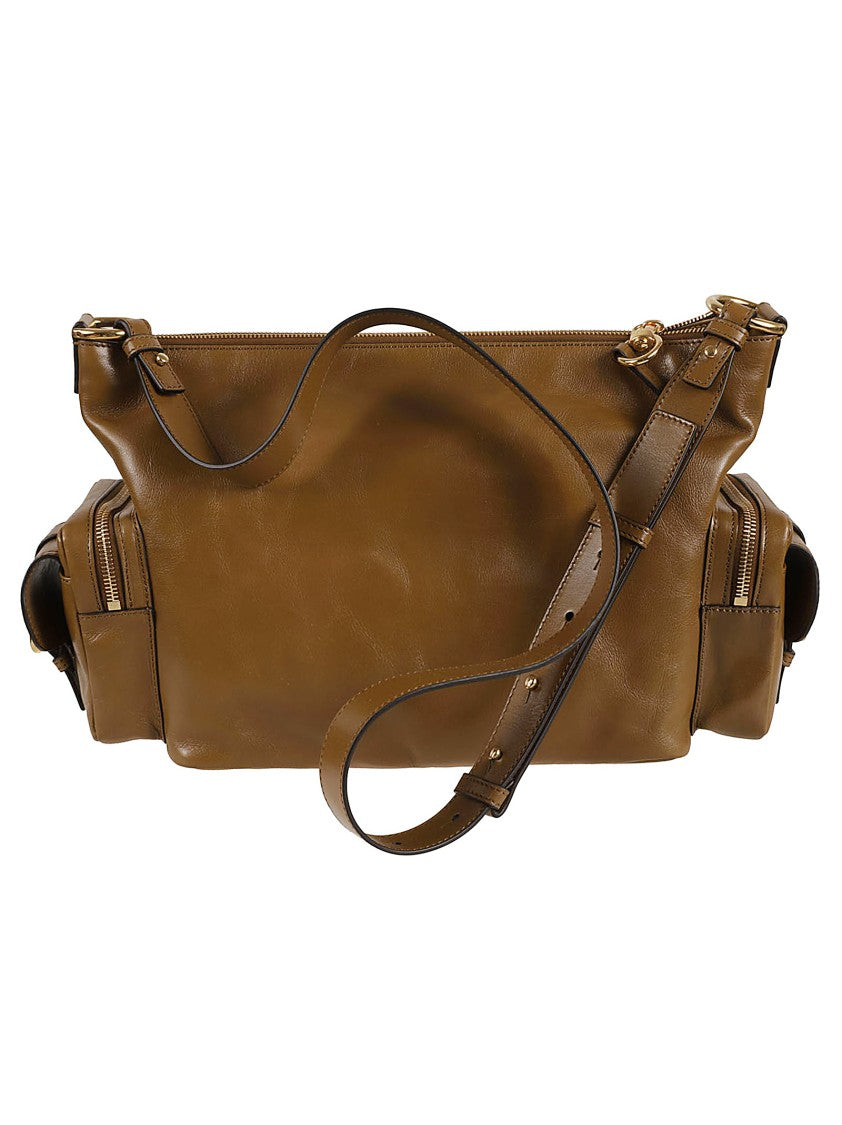 Chloé Structured Brown Leather Handbag With Gold-Tone Hardware