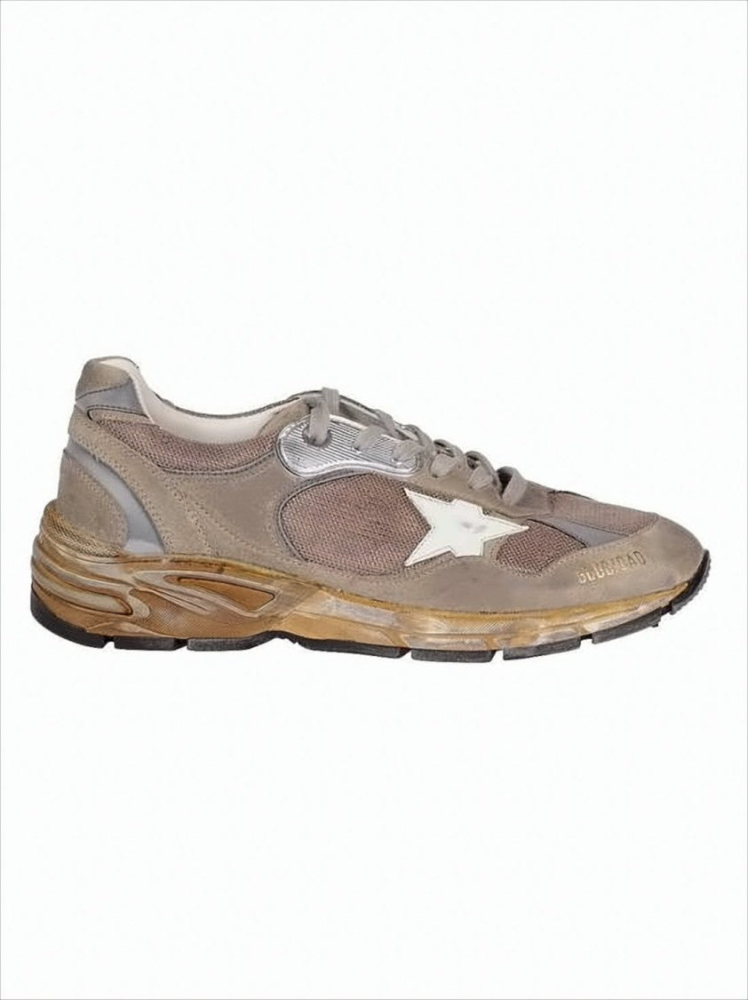 Golden Goose Vintage-Inspired Suede And Mesh Sneakers With Distressed Finish