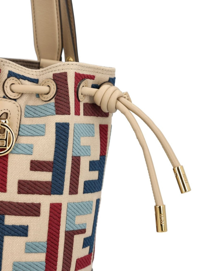 Fendi Multicolored Geometric Pattern Bucket Bag