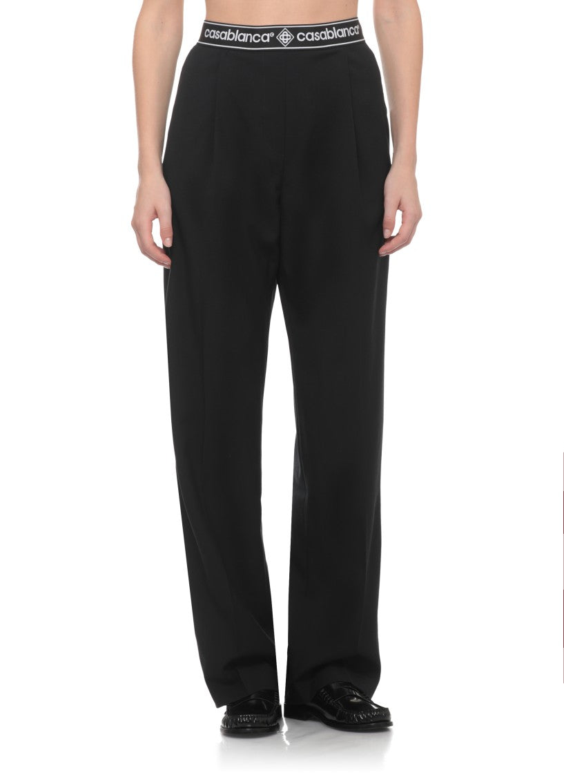 Casablanca Black Logo Elastic Waistband Trousers