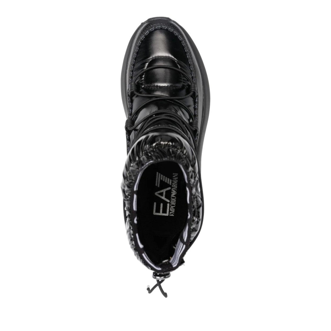 Ea7 Emporio Armani Black Mountain Cross Padded Ruched Ankle Boots