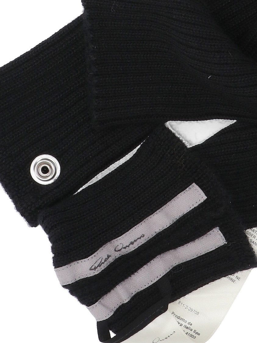 Rick Owens Ribbed Knit Cashmere Arm Warmers With Snap Button Details