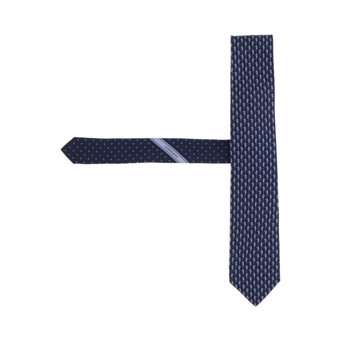 Salvatore Ferragamo Navy Patterned Silk Tie