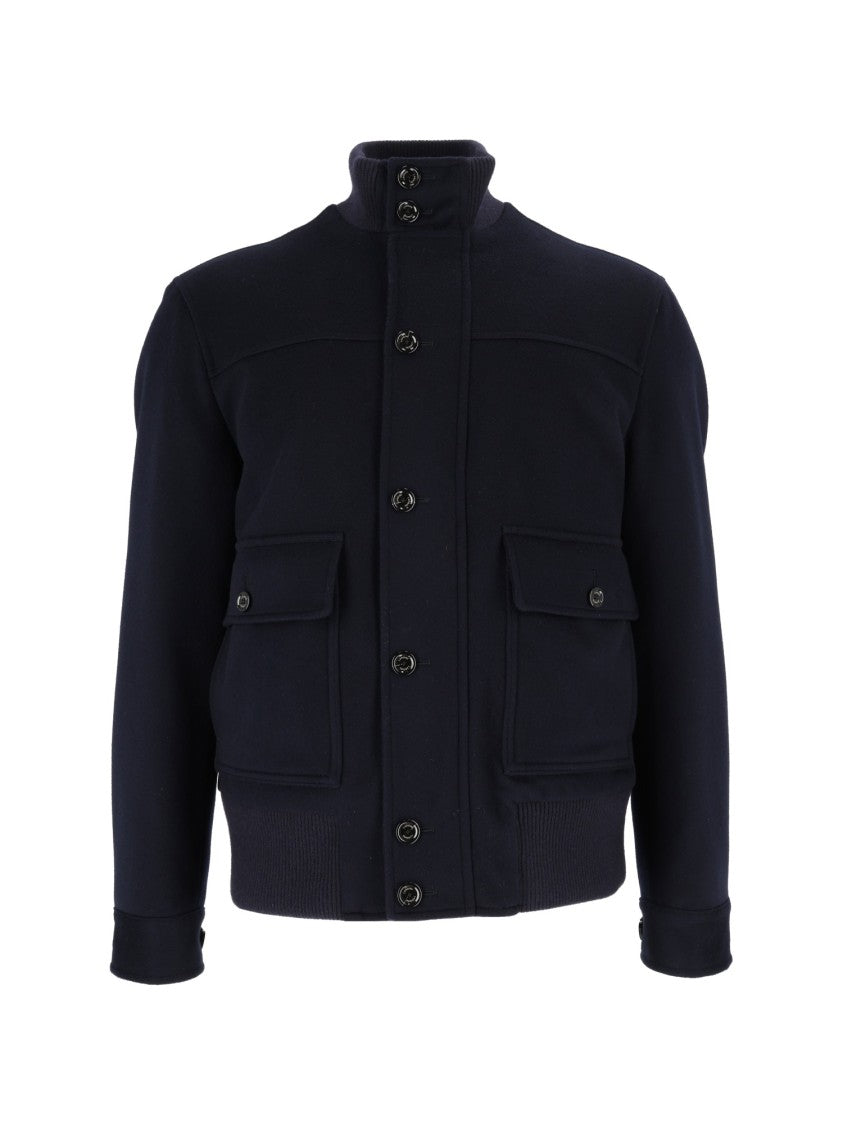 Lardini Blue Structured High Collar Jacket