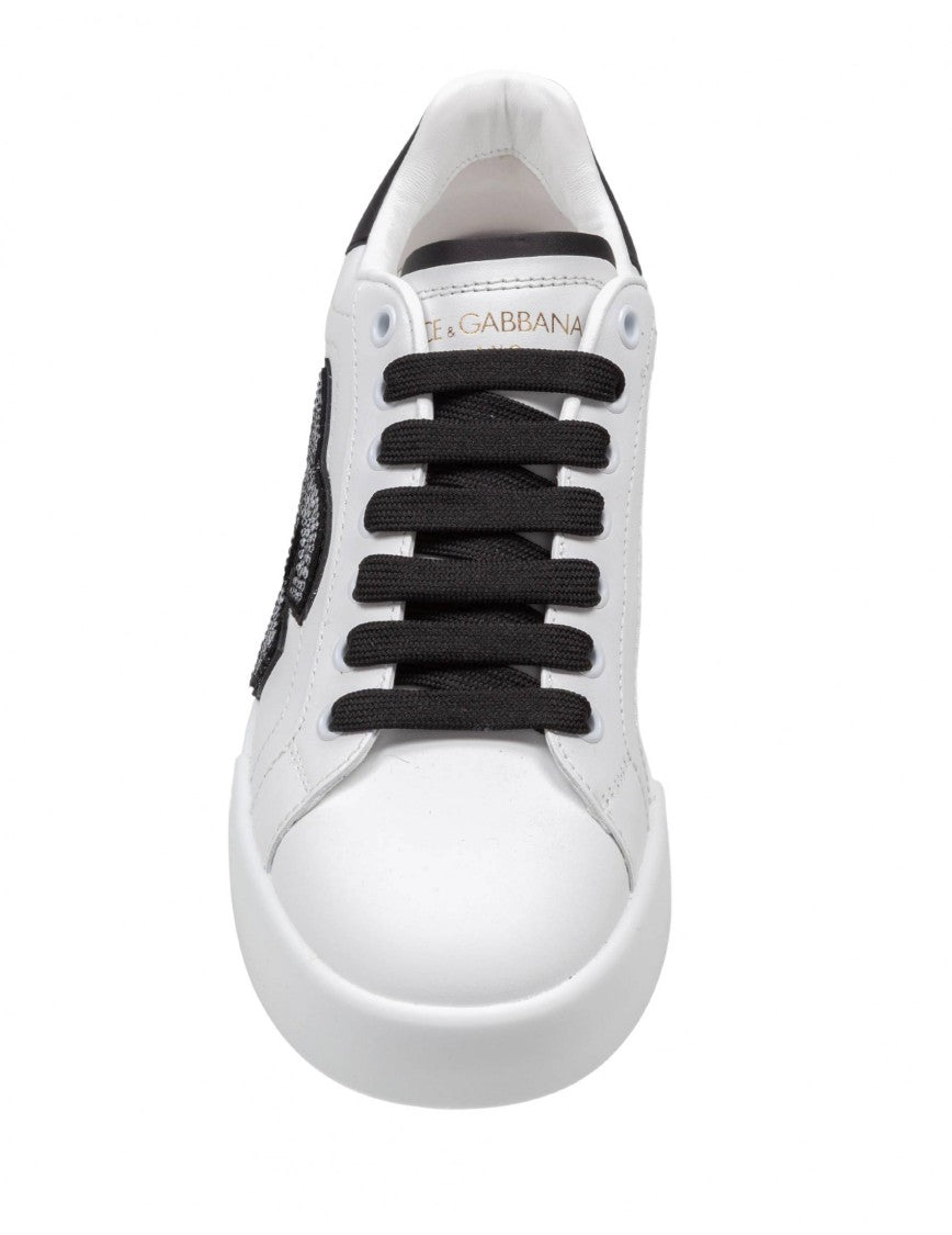 Dolce & Gabbana Portofino Light Leather Sneakers With Dg Logo