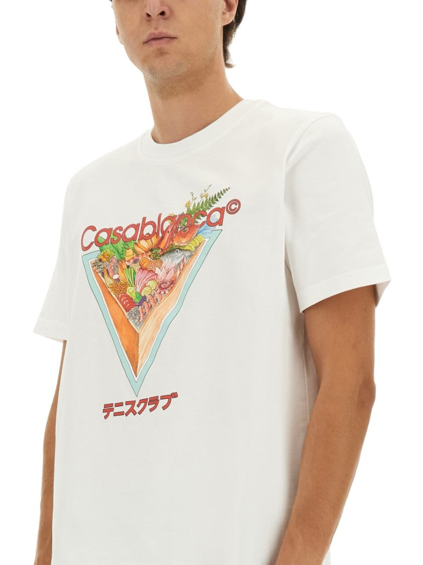 Casablanca Organic Cotton Graphic Print Crew Neck T-Shirt