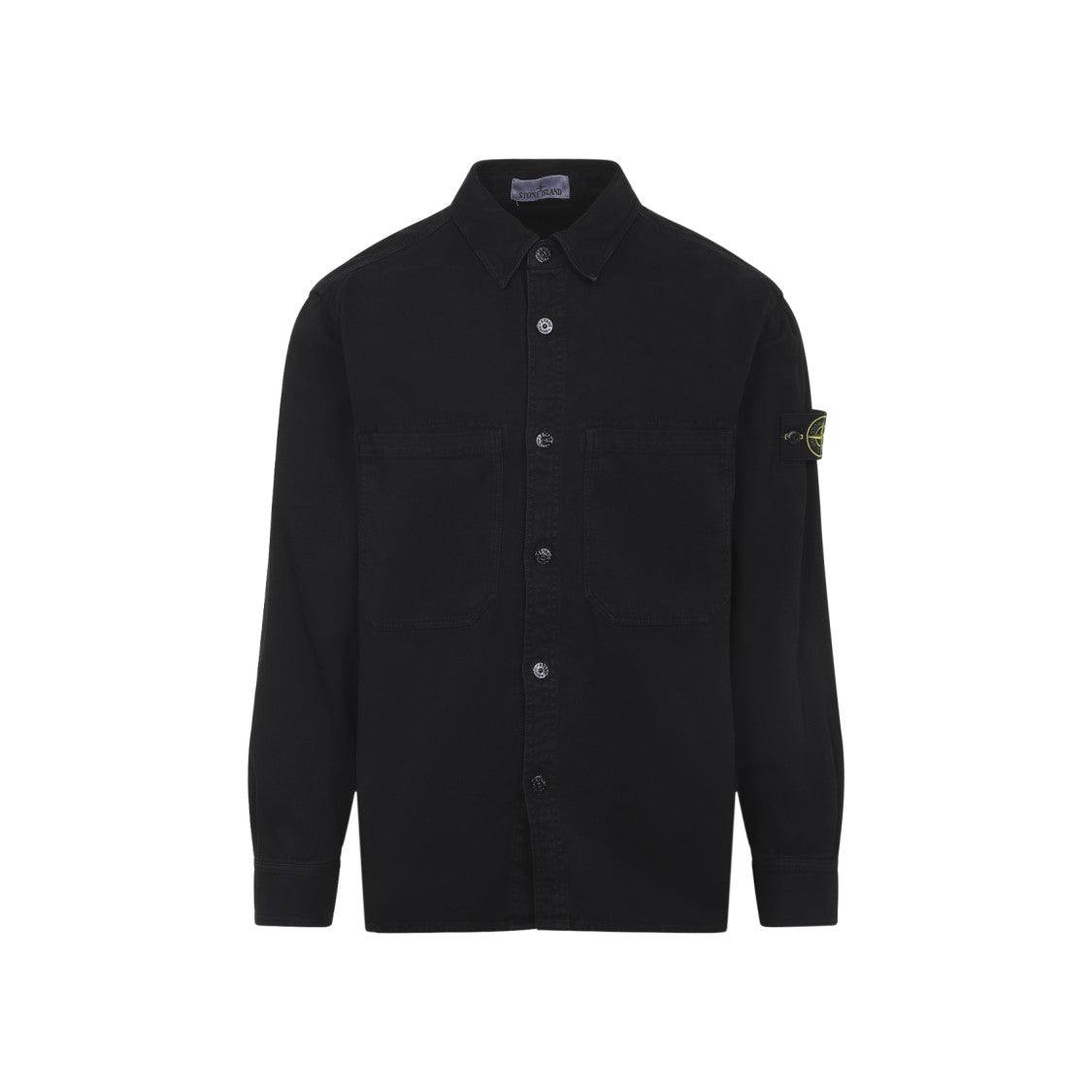 Stone Island Pointed Collar Cotton Shirt With Patch Pockets