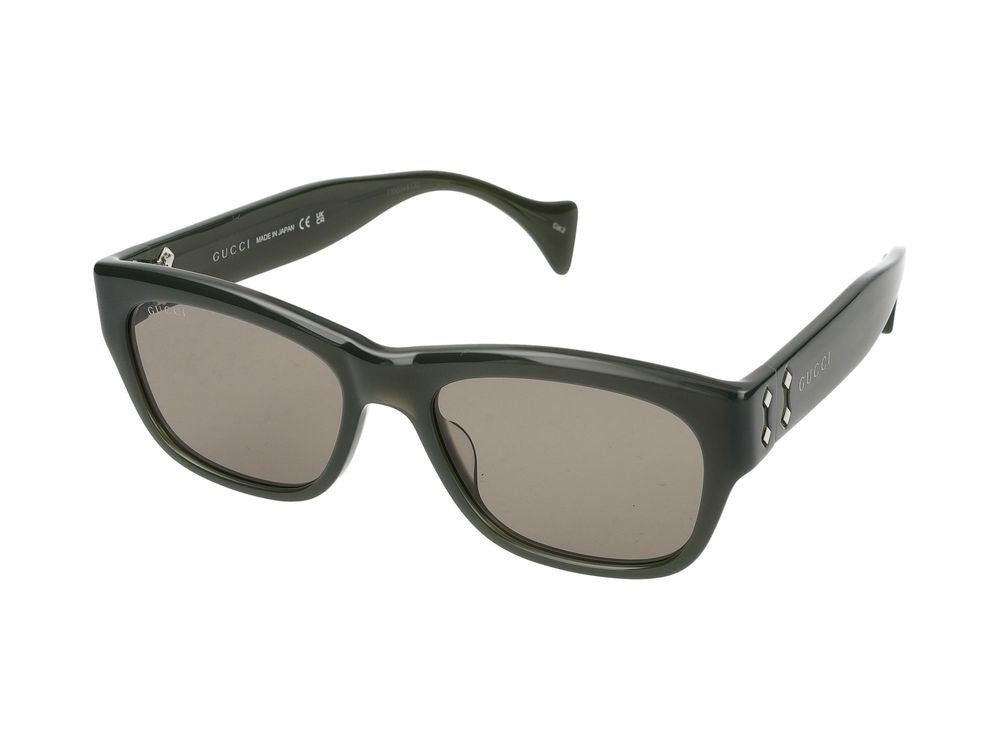 Gucci Green Metallic Accents Square Acetate Sunglasses