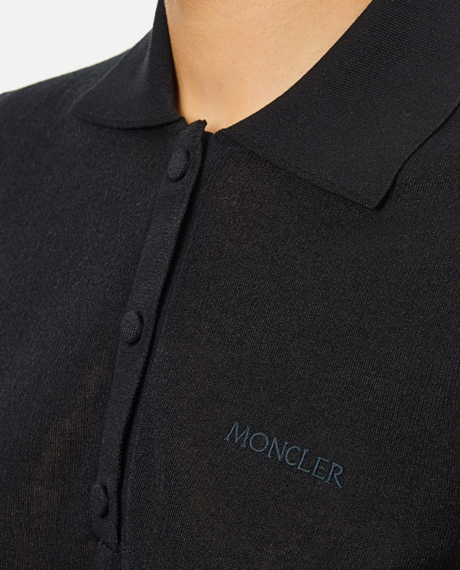 Moncler Semi-Transparent Black Polo Shirt