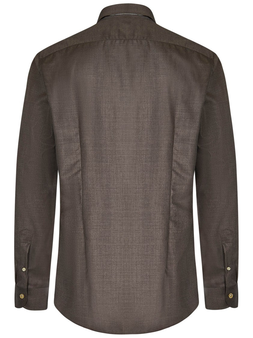 Franzese Collection Mud-Colored Shirt In Loro Piana Fabric