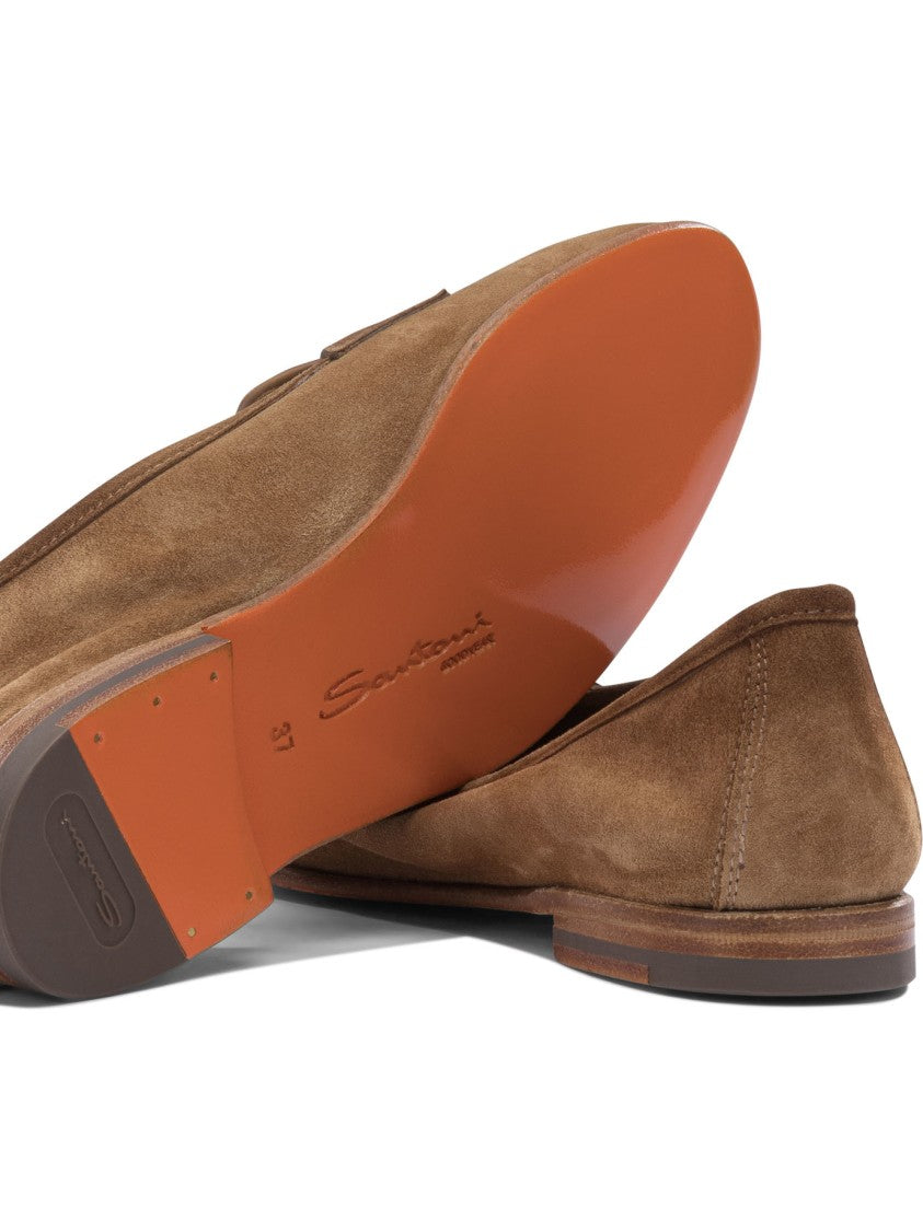 Santoni Penny Loafers With Premium Suede And Leather Accents