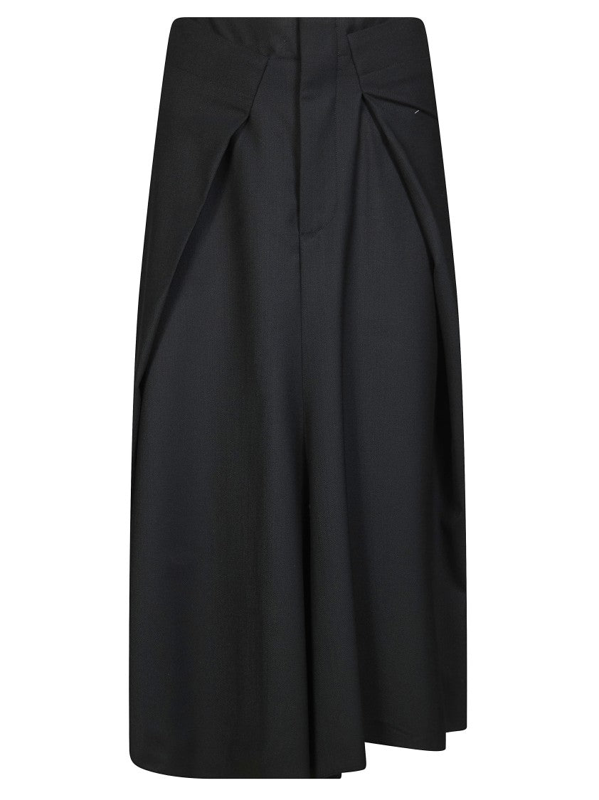 Victoria Beckham Black Pleated High Waisted Midi Skirt