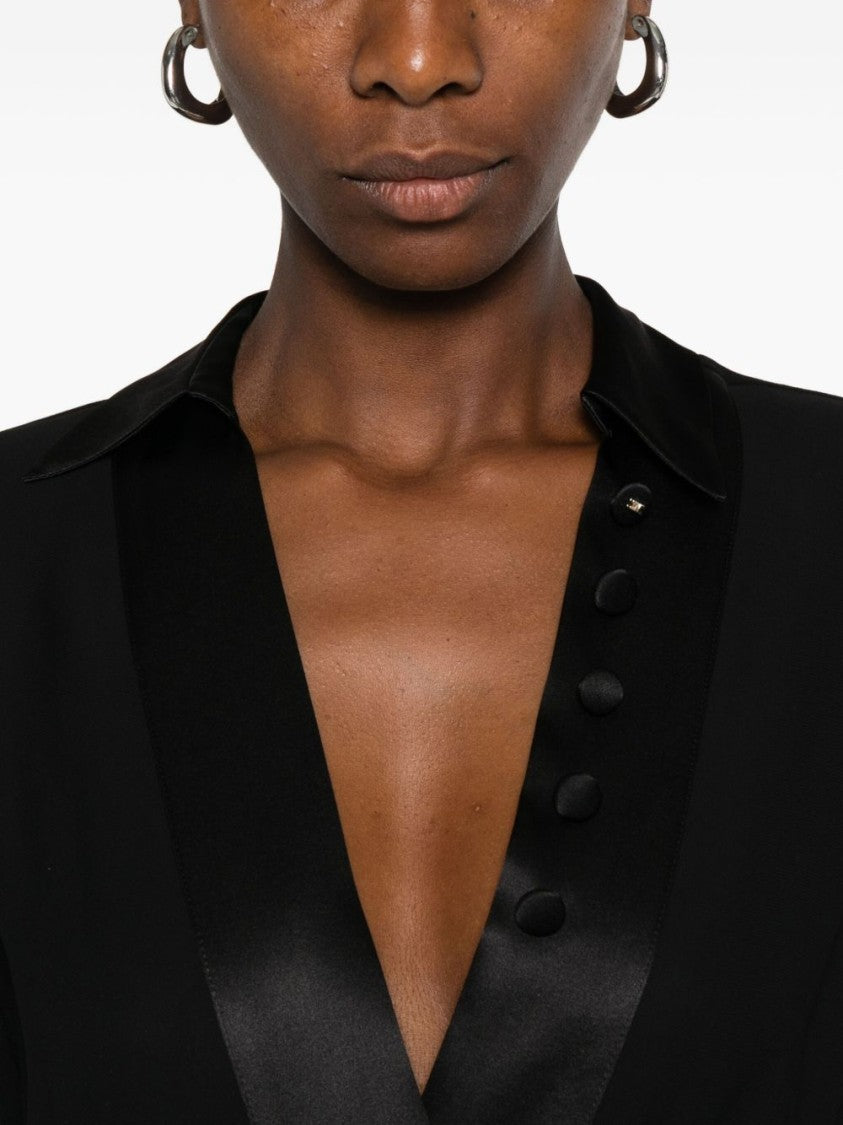 Elisabetta Franchi Bodysuit Shirt With Satin Lapels