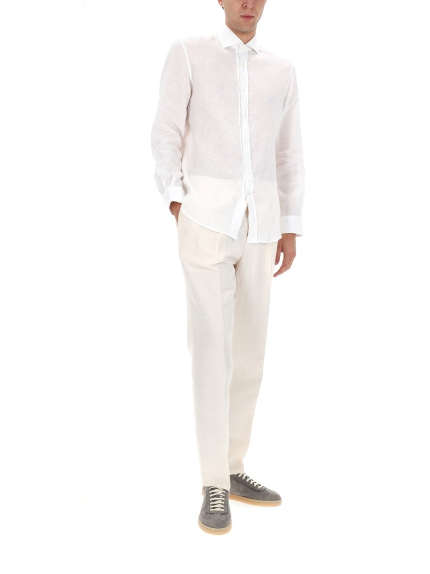Brunello Cucinelli Pleated Drawstring Linen-Blend Straight-Leg Pants