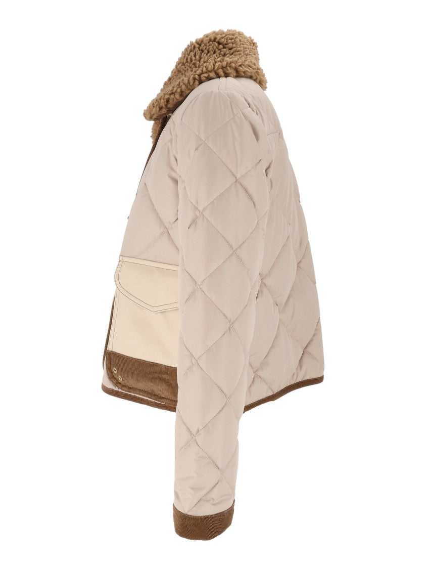 Fay Mini 3-Ganci Quilted Suede-Accent Jacket