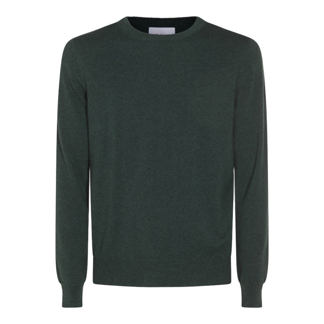 Malo Fine-Knit Green Sweater With Classic Crew Neckline