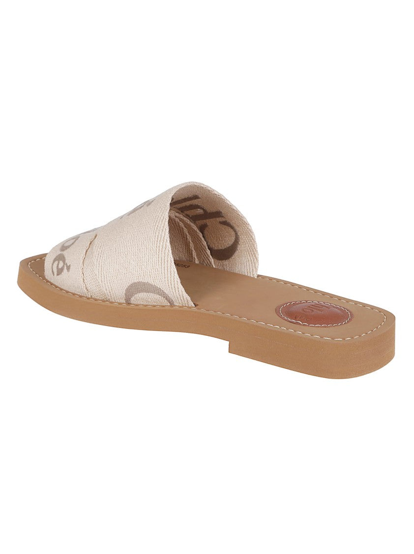 Chloé Woody Flat Linen Mules