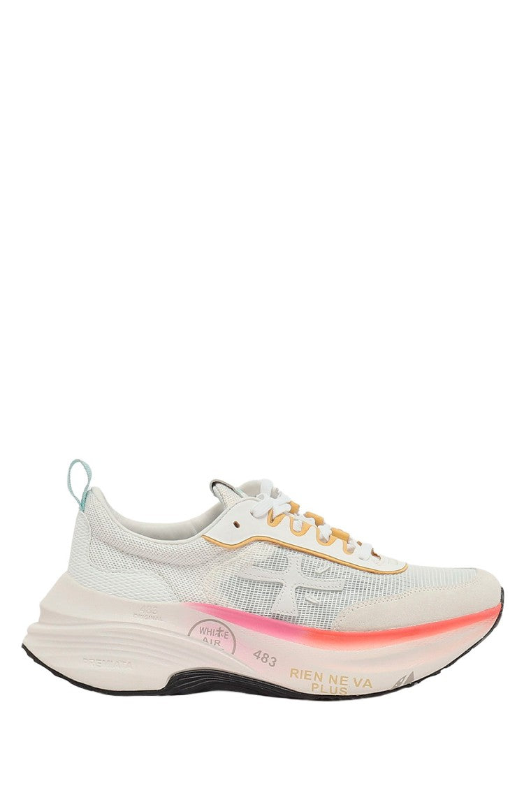 Premiata White Gradient Sole Nylon-Leather Running Sneakers