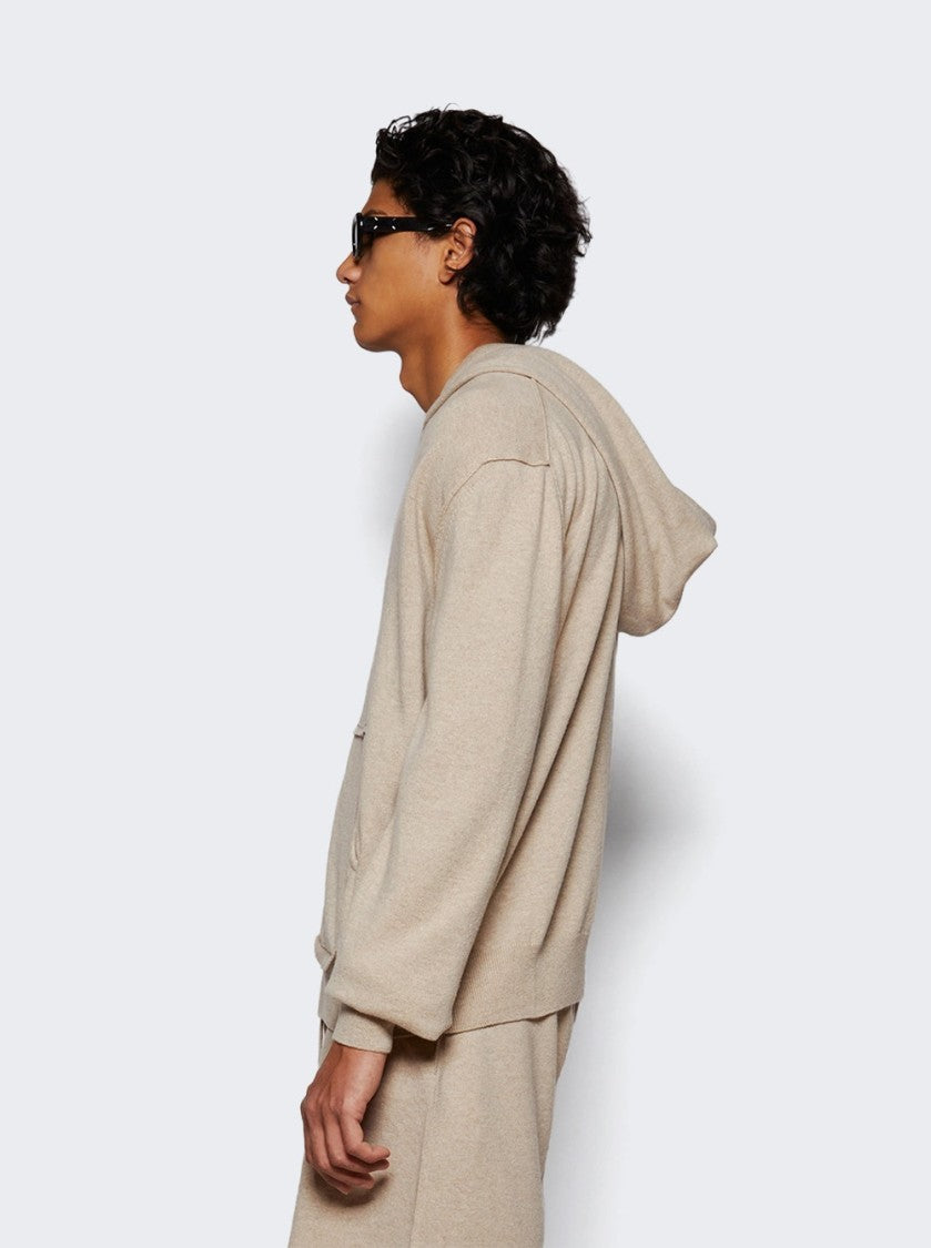 Maison Margiela Zip-Up Walnut Sweatshirt With Spacious Hood