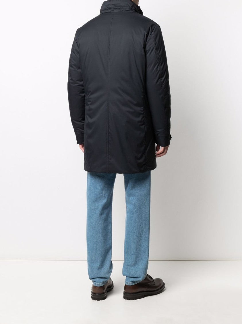 Moorer Navy-Blue Down-Feather Parka With Classic Hood