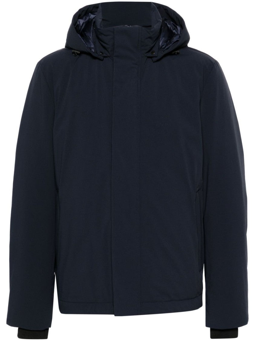 Woolrich Padded Navy Blue Jacket With Detachable Hood