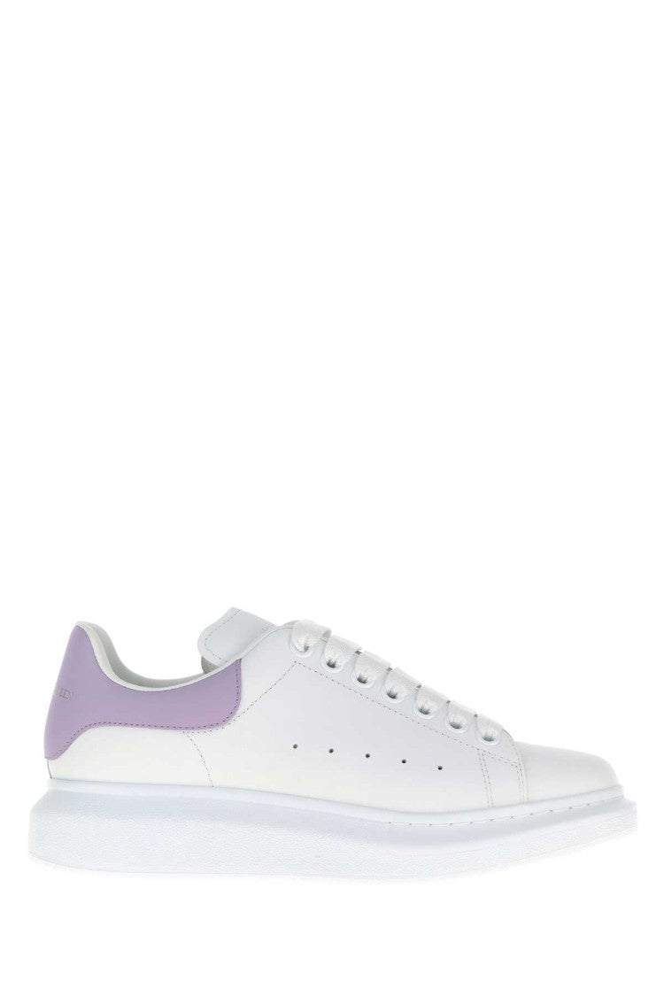 Alexander Mcqueen White Leather Sneakers With Lilac Leather Heel