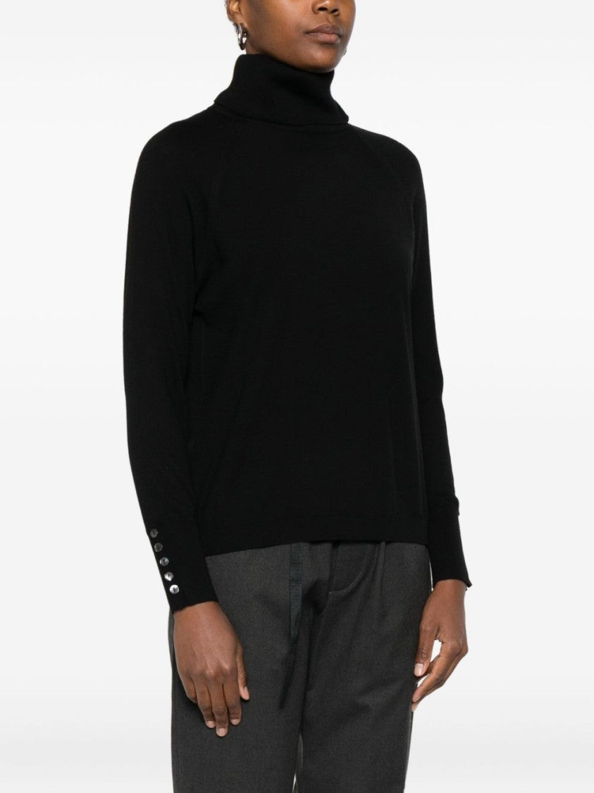 Alpha Studio Relaxed Fit Black Turtleneck Sweater