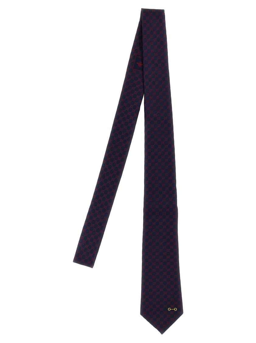 Gucci Silk Tie With Signature Logo Pattern