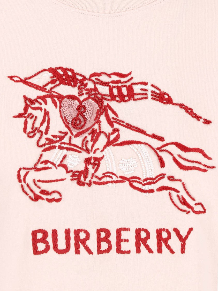 Burberry Pink Ekd Printed Logo Cotton T-Shirt