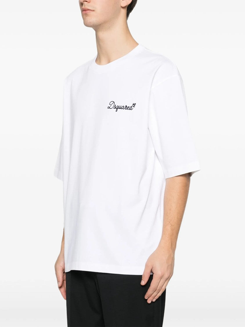 Dsquared2 White Short-Sleeve Embroidered Logo T-Shirt