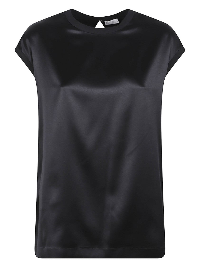 Brunello Cucinelli Short-Sleeved Silk Blend Top