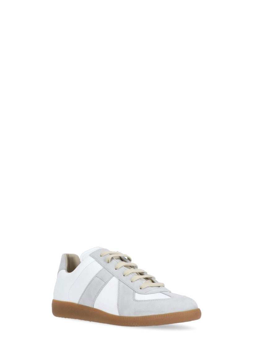 Maison Margiela Low-Top Leather Sneakers With Contrasting Details