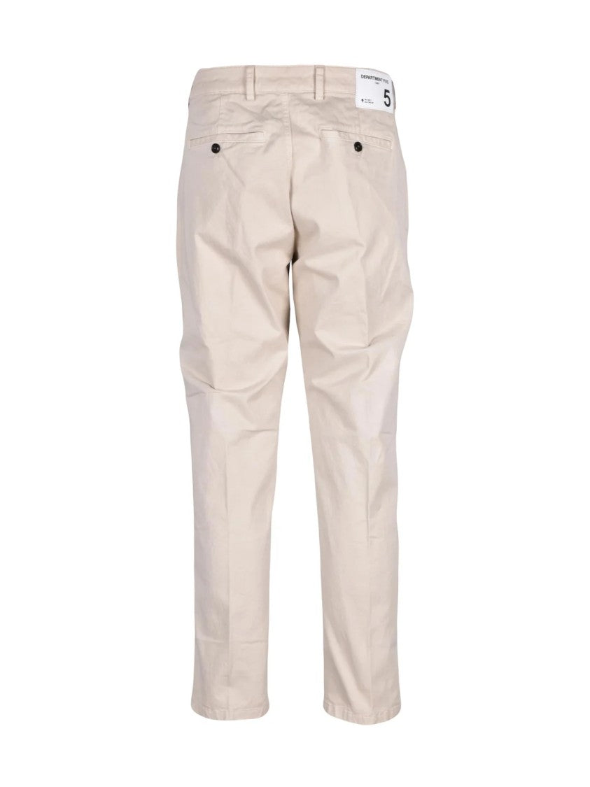 Department 5 White Slip-On Chino Trousers With Prince Denim Design